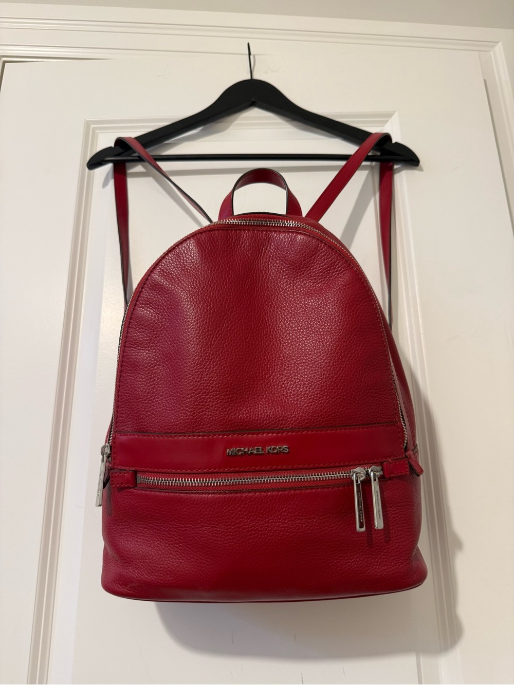 Michael Kors Cherry Red Pebbled Leather Backpack